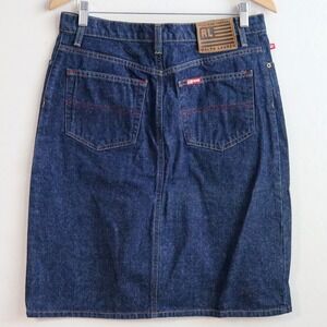 Vintage Polo Jeans Co Ralph Lauren‎ Denim Knee Skirt Womens Size 6 Dark Wash Y2K